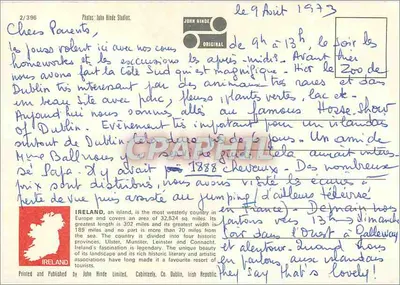 Irlanda — Saudações da Irlanda — John Hinde Studios, n°2/396 — Verso