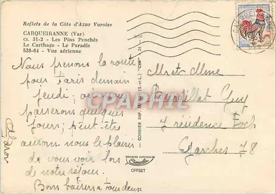 Les Pins Penchés — Vista aérea — Carqueiranne (Var) — Imp. Combier — Verso