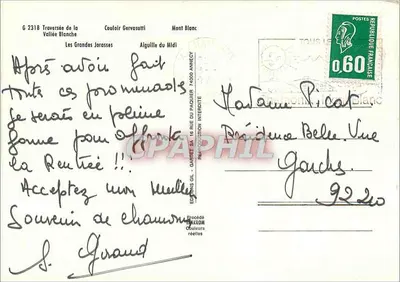 Chamonix Mont-Blanc — widok panoramiczny z emblemem — Éditions Gil — Rewers
