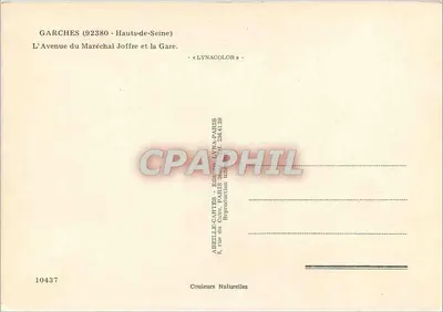 Garches (92380) - Avenida do Mariscal Joffre e a Estação — edição Areille-Cartes — Verso