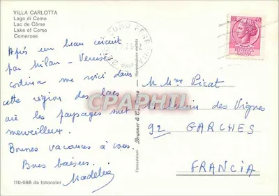 Villa Carlotta — Lago di Como — Brutter & C. n° 110-086 — Verso