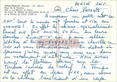 Peisey-Nancroix (Savoie) — zasnieżone wioski z mężczyzną i osłem — Wydawnictwo C.AMBER - 213 — Rewers