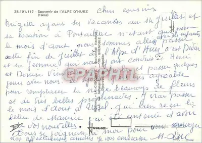 Alpe d'Huez — widok panoramiczny i basen — wydawnictwo La Cigogne — Rewers