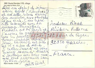 Haute-Nendaz — widok doliny Rony — Wydawnictwo J.P. Gilly, n° 005 — Rewers