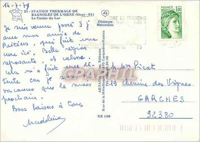 Estação Termal de Bagnoles-de-l'Orne — O Casino do Lago — editor Artaud & Cie — Verso