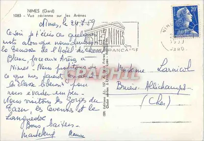 Nîmes (Gard) — Vista aérea sobre las Arenas — Ediciones J. CELLARD Lyon — Reverso
