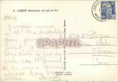 Lorient (Morbihan) — Kąt portu — Wydawnictwo Gaby, Nantes, nr 14 — Rewers