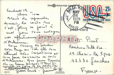 Pescar un gran pez — Un Poco Más Grande que la Media — Tarjeta Postal Continental — Reverso
