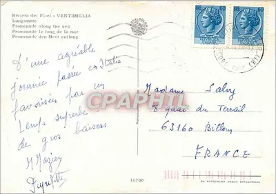 Riviera dei Fiori - Ventimiglia — Promenade le long de la mer — éditeur Totalcolor — Rewers