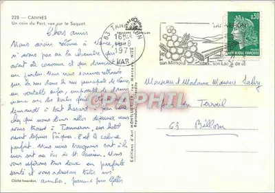 Cannes — vista do Suquet — Éditions d'Art Montulet — Verso