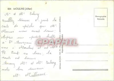 Moulins — Collage di siti e stemma — Edizioni del T.S. - Tel. 55 - Piazza Saint-Éloi - SOUVIGNY — Verso