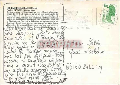 Balaruc-les-Bains — Pavilhão Sevigne — S.A. Cartes Postales A.B. Poujoulat — Verso
