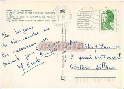 Dieppe — Zamek, plaża, port i ulica — Wydawnictwo MACE, nr 76 — Rewers