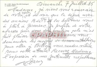 Domme — Jardim Público — Éditions René 44,40 — Verso
