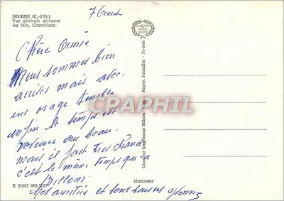 Seurre (Côte-d'Or) — Ogólny widok z lotu — Repro. Interdite. 31-000 — Rewers