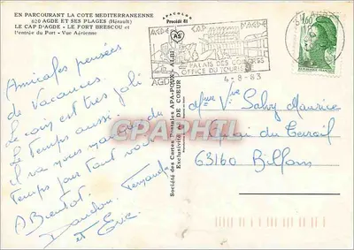 Kap Agde — Widok z powietrza — Société des Cartes Postales APA-POUR-LE-COEUR — Rewers