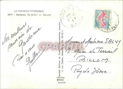 Gardanne — Recuerdo de Gardanne — Ediciones de Francia, n° 3814 — Reverso
