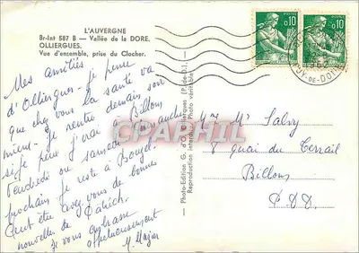 Olliergues — Valeira da Dore — Vista geral, tomada da torre da igreja — Edição fotográfica G. d'Olliergues — Verso