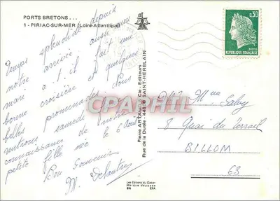 Piriac-sur-Mer — Porto breton com igreja e barcos — Éditions Pierre ArtAUD & Cie — Verso