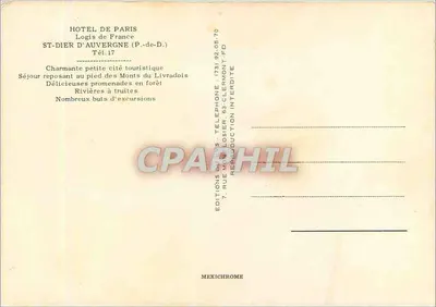 Hotel de Paris — Saint-Dier-d'Auvergne — Wydawnictwo Mexichrome — Rewers