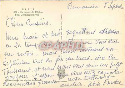 Igreja de Saint-Germain-des-Prés — Paris — Editora: Charnay, n° 682 — Verso