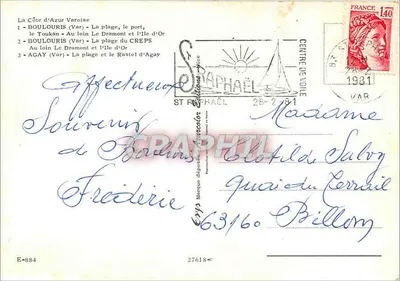Bouloüris e Agay — vista da praia e do porto — Graphiphil — Verso