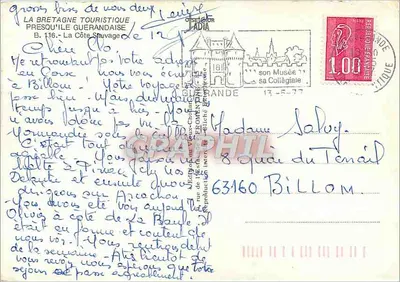 A Costa Selvagem — Bretanha — editor La Bretagne Touristique Presqu'île Guerandaise, n° B.116 — Verso