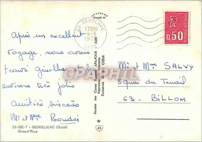 Rua pavimentada em Genolhac — editor AS, n° 30-GE-7 — Verso