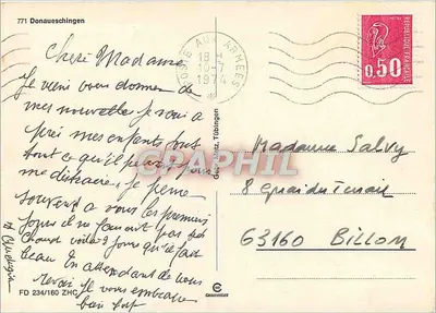 Donnaueschingen — vista panorâmica — editor desconhecido, n° de série 771 — Verso