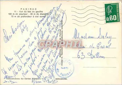 Gouffre de Padirac — Widok z dołu jaskini — Wydawnictwo C. Tallier — Rewers