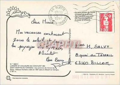 Sant Martin du Canigou — Abadia romana criada em 1007 no Massif do Canigou — Edição DINO, n° 1603 E — Verso