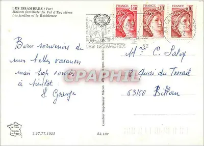 Residência do Val d'Esquières — casa familiar de férias — Impressora Combier — Verso