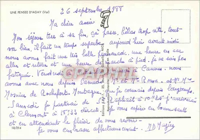 Uma Lembrança de Agay — Éditions S.E.P.T. — n°18/214 — Verso