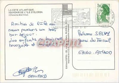 Wyspa Oléron — zatopiona przez Atlantyk, nazywana « Wyspą Świata » — Wydawnictwo Estel — Rewers
