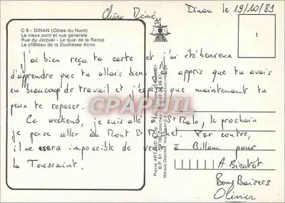 Dinan — ogólny widok, stary most, zamek Ducheszy Anny — wydawnictwo ART & DÉCO, seria C 6 — Rewers