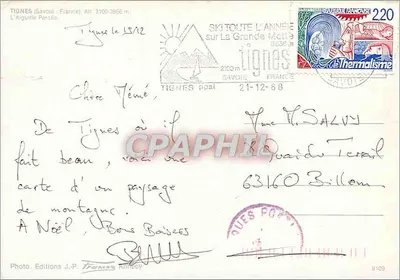 Tignes — paisagem montanhosa com arco rochoso — Éditions J.P. Francès Annecy — Verso
