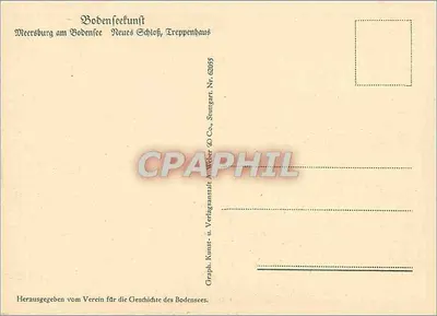 Meersburg am Bodensee — Novo castelo, escada — Graph. Kunst- u. Verlagsanstalt A. Weber & Co., Stuttgart — Verso