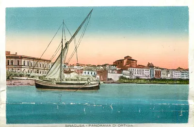 Bilhete postal moderno Panorama de Ortigia — Siracusa