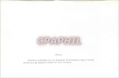 Siracusa - Villa — jardim público com estátua de Arquimedes e espelhos solares — Verso