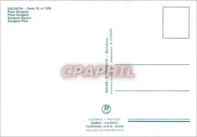 Plac Zaragoza — Valencja — Kolor-ZermaWitz, seria 19 nr 506 — Rewers
