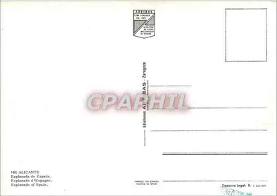 Alicante — Esplanada da Espanha — Edições ARRIBAS, Zaragoza — Verso
