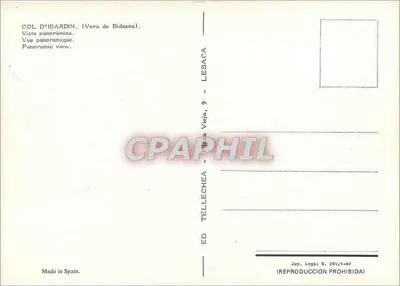 Col d'Ibardin (Vera de Bidasoa) — vista panorâmica — editor Tellechea, n° 9 — Verso