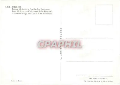 Toledo — Ponte Alcántara e Castelo de Saint-Fernand — L. Arribas — Verso