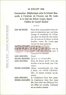 Wnętrze Alcazaru — rozmowa telefoniczna między pułkownikiem Moscardó a szefem Czerwonych Milicji — 23 lipca 1936 — Rewers