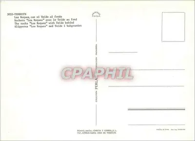 Tenerife — Skaliste "Los Roques" z Teide w tle — Kolekcja Perla Y Corbea, S.L. — Rewers