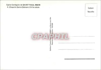 Igreja Colegiada de Saint-Paul — Capela Saint-Clément, século XVII — Edição France Publique 06570 — Verso