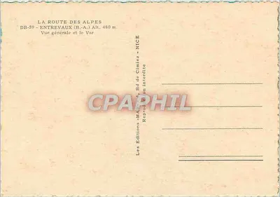 Entrevaux — Vista general y el Var — Las Ediciones «MAR» — Reverso