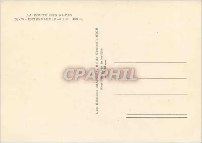 Entrevaux — cidade fortificada na estrada das Grandes Alpes — Éditions de la Route des Alpes, DJ-29 — Verso