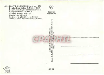Viaduc d'Oleron - Kontynent — Graphphil, n° 409 — Rewers
