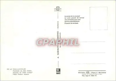 Valladolid — Fachada de San Pablo — A. Subirats-Casanovas, n° 43 — Verso